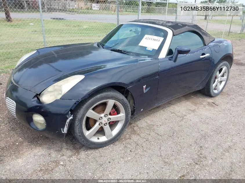 2006 Pontiac Solstice VIN: 1G2MB35B66Y112730 Lot: 42333053