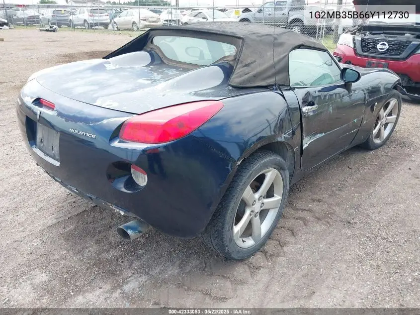 2006 Pontiac Solstice VIN: 1G2MB35B66Y112730 Lot: 42333053