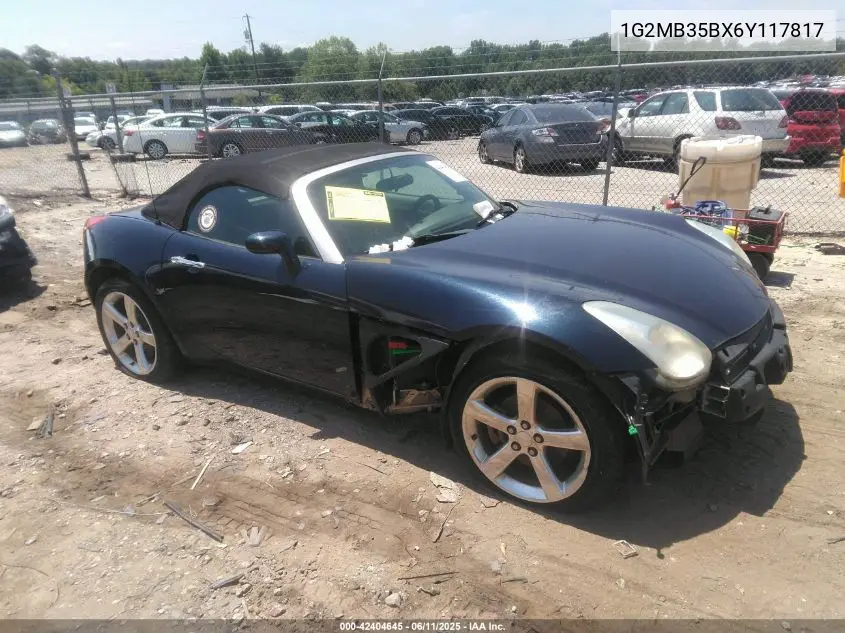 2006 Pontiac Solstice VIN: 1G2MB35BX6Y117817 Lot: 42404645