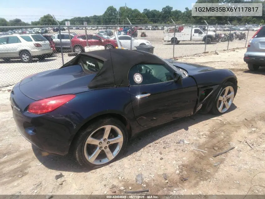 2006 Pontiac Solstice VIN: 1G2MB35BX6Y117817 Lot: 42404645