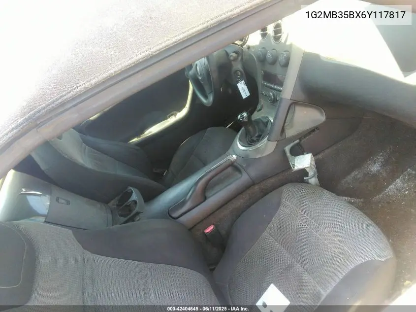 2006 Pontiac Solstice VIN: 1G2MB35BX6Y117817 Lot: 42404645
