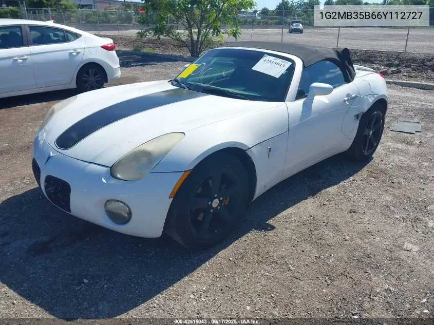 2006 Pontiac Solstice VIN: 1G2MB35B66Y112727 Lot: 42515043