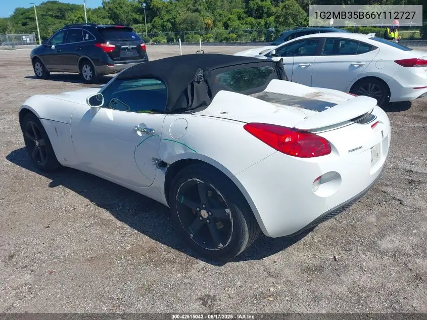 2006 Pontiac Solstice VIN: 1G2MB35B66Y112727 Lot: 42515043