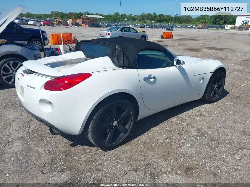 2006 Pontiac Solstice VIN: 1G2MB35B66Y112727 Lot: 42515043