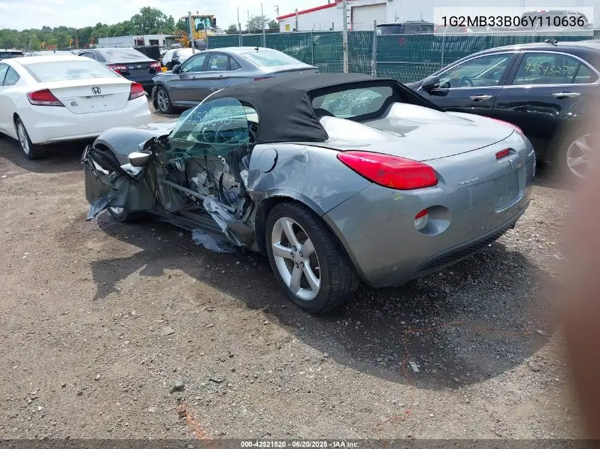 2006 Pontiac Solstice VIN: 1G2MB33B06Y110636 Lot: 42521520