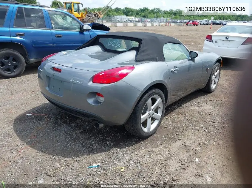 2006 Pontiac Solstice VIN: 1G2MB33B06Y110636 Lot: 42521520