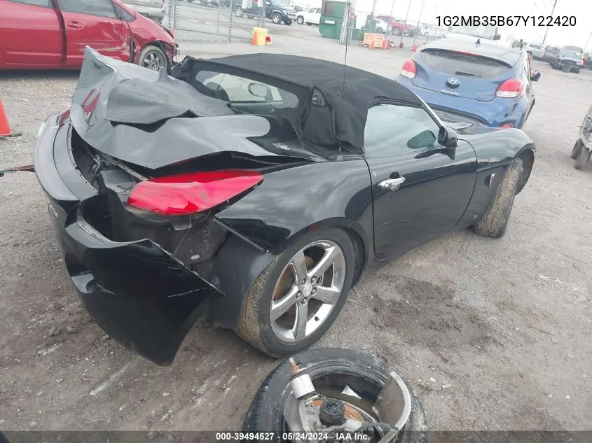 2007 Pontiac Solstice VIN: 1G2MB35B67Y122420 Lot: 39494527