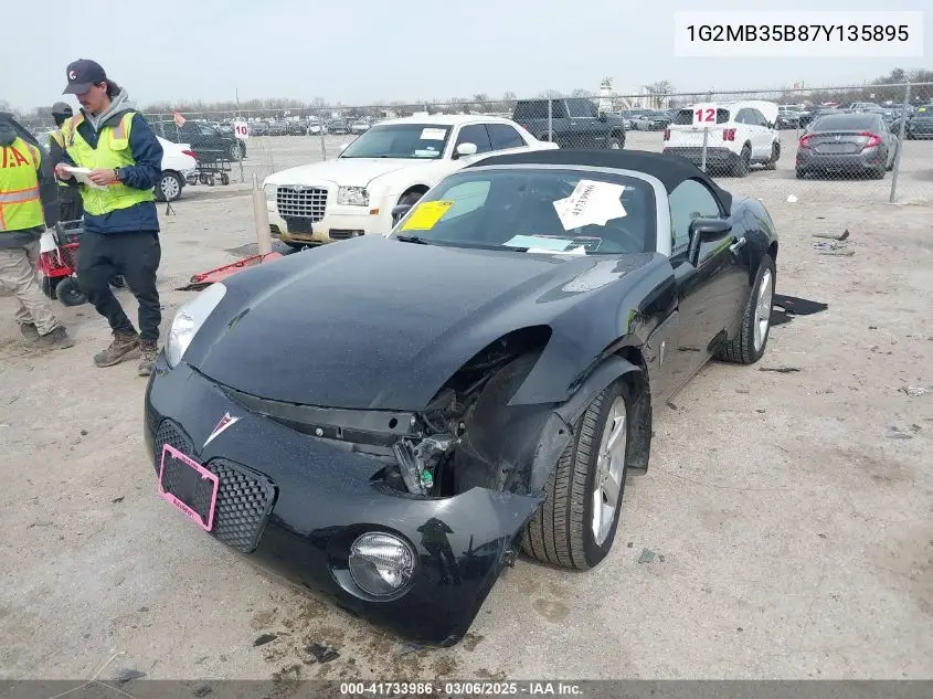 2007 Pontiac Solstice VIN: 1G2MB35B87Y135895 Lot: 41733986
