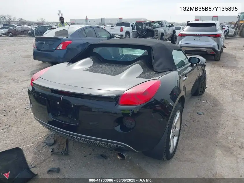2007 Pontiac Solstice VIN: 1G2MB35B87Y135895 Lot: 41733986