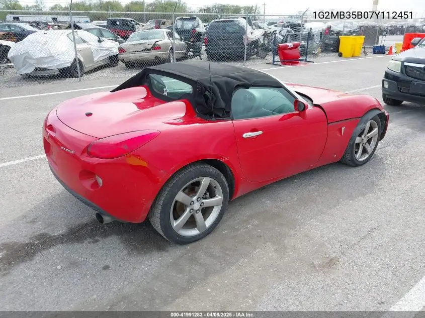 2007 Pontiac Solstice VIN: 1G2MB35B07Y112451 Lot: 41991283