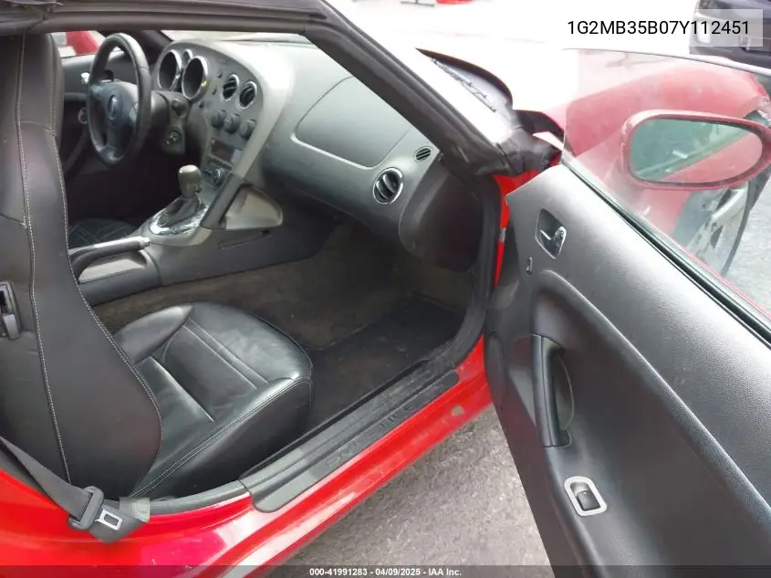2007 Pontiac Solstice VIN: 1G2MB35B07Y112451 Lot: 41991283