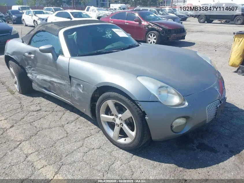 2007 Pontiac Solstice VIN: 1G2MB35B47Y114607 Lot: 41992049