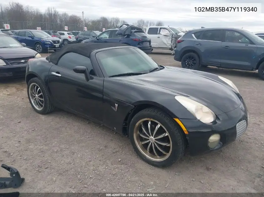 2007 Pontiac Solstice VIN: 1G2MB35B47Y119340 Lot: 42087786