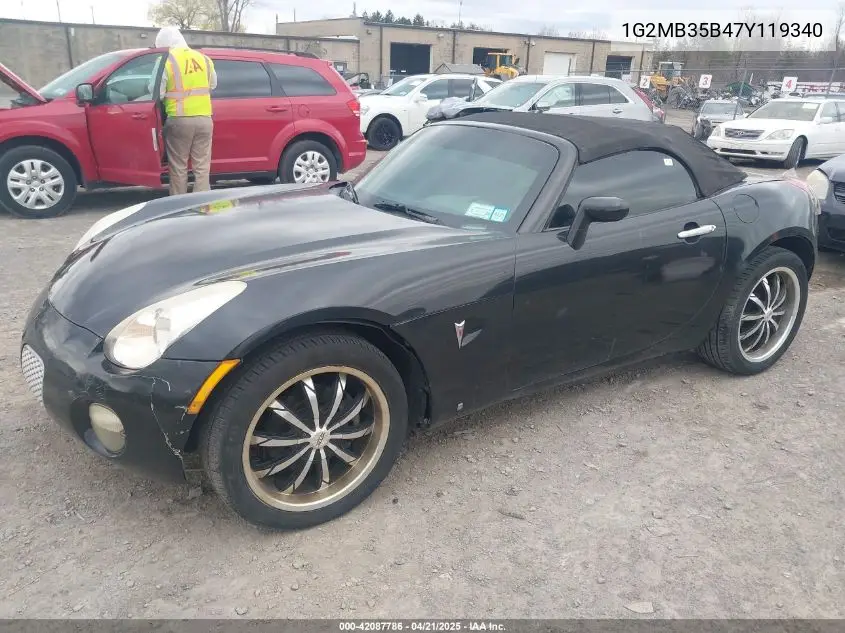 2007 Pontiac Solstice VIN: 1G2MB35B47Y119340 Lot: 42087786