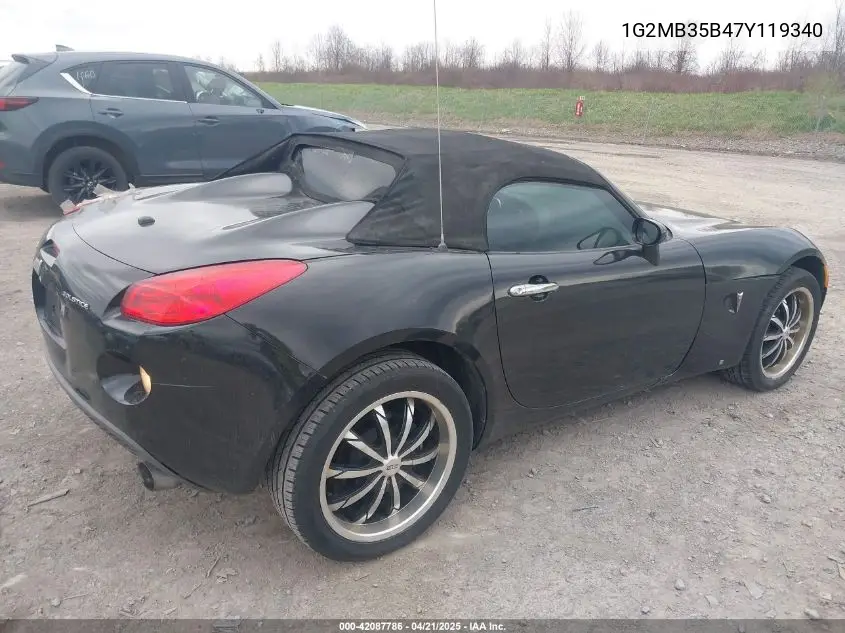 2007 Pontiac Solstice VIN: 1G2MB35B47Y119340 Lot: 42087786