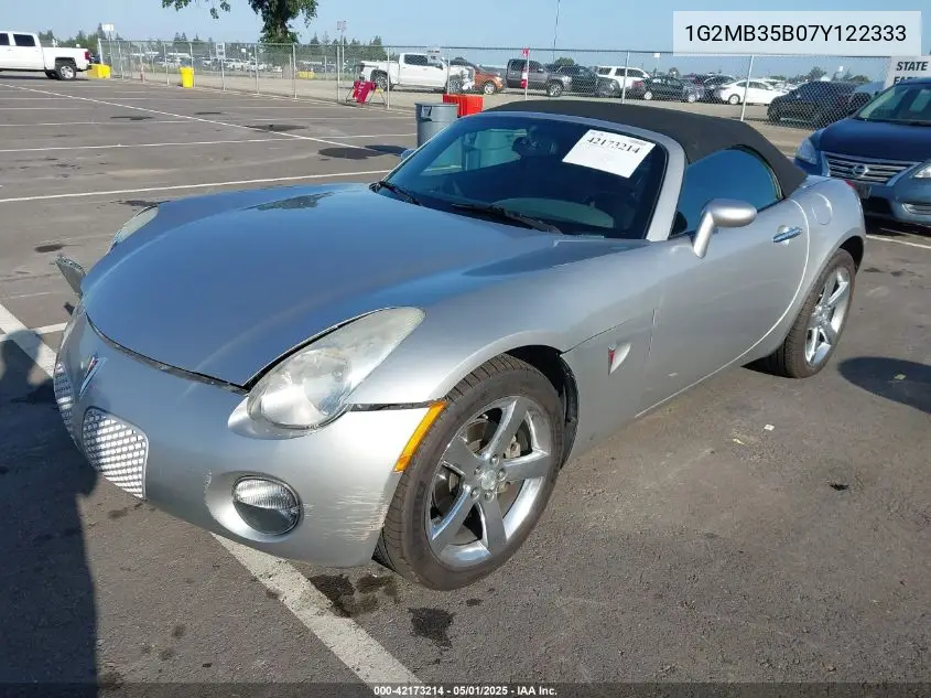 2007 Pontiac Solstice VIN: 1G2MB35B07Y122333 Lot: 42173214