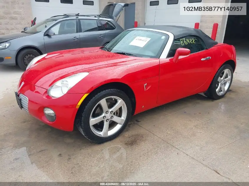 2007 Pontiac Solstice VIN: 1G2MB35B77Y140957 Lot: 42486422