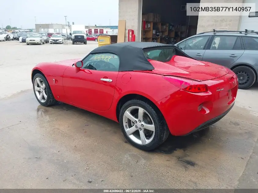 2007 Pontiac Solstice VIN: 1G2MB35B77Y140957 Lot: 42486422