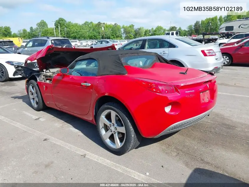 2008 Pontiac Solstice VIN: 1G2MB35B58Y102189 Lot: 42146408
