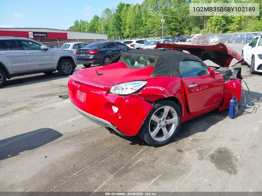 2008 Pontiac Solstice VIN: 1G2MB35B58Y102189 Lot: 42146408