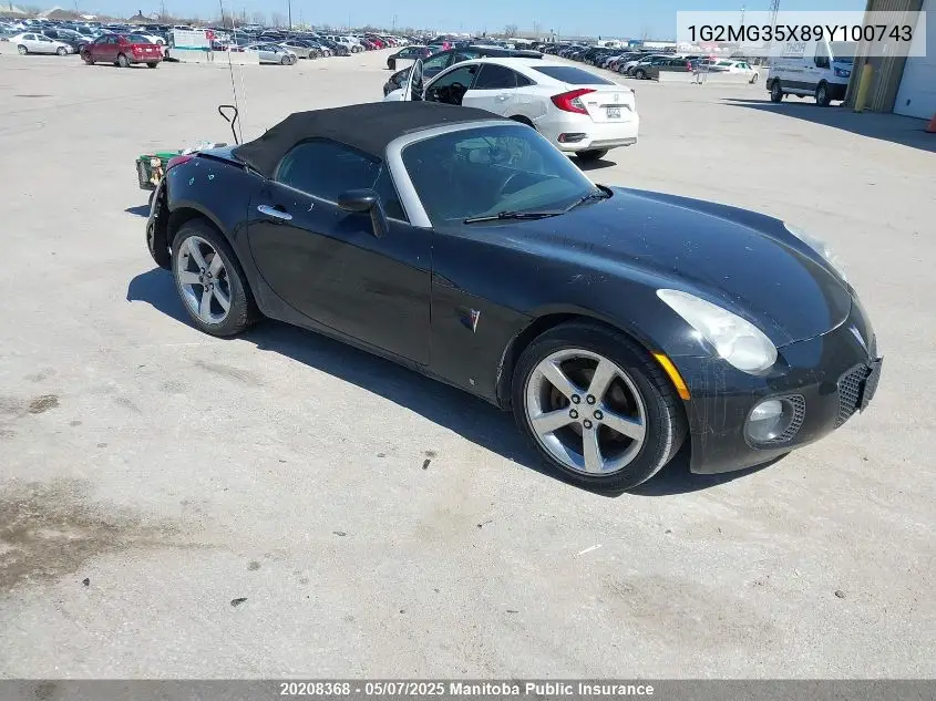 2009 Pontiac Solstice Gxp VIN: 1G2MG35X89Y100743 Lot: 20208368