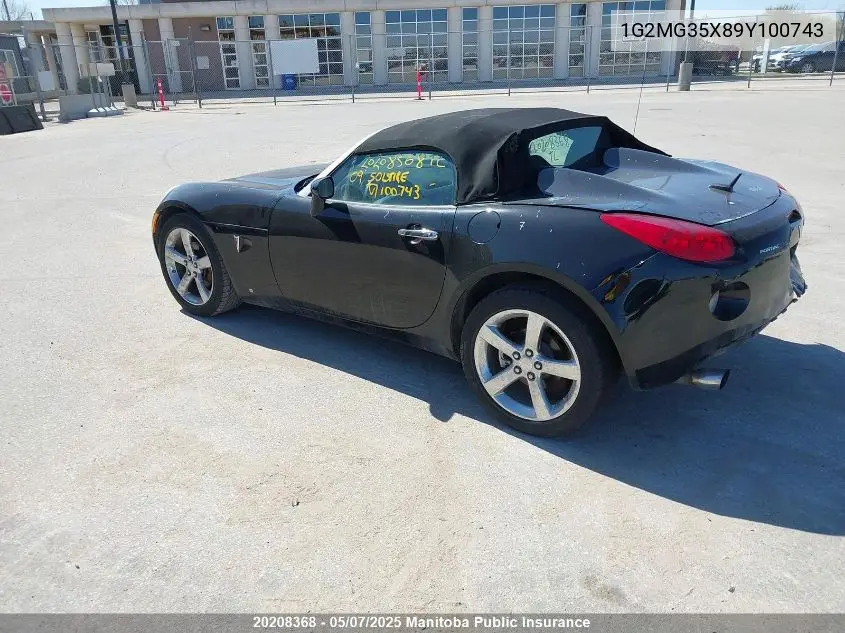 2009 Pontiac Solstice Gxp VIN: 1G2MG35X89Y100743 Lot: 20208368