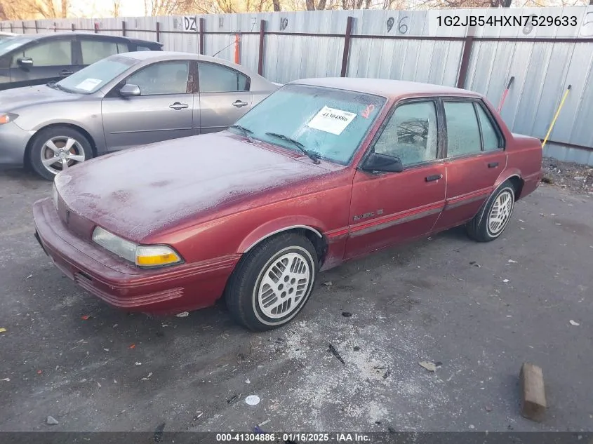 1992 Pontiac Sunbird Se VIN: 1G2JB54HXN7529633 Lot: 41304886