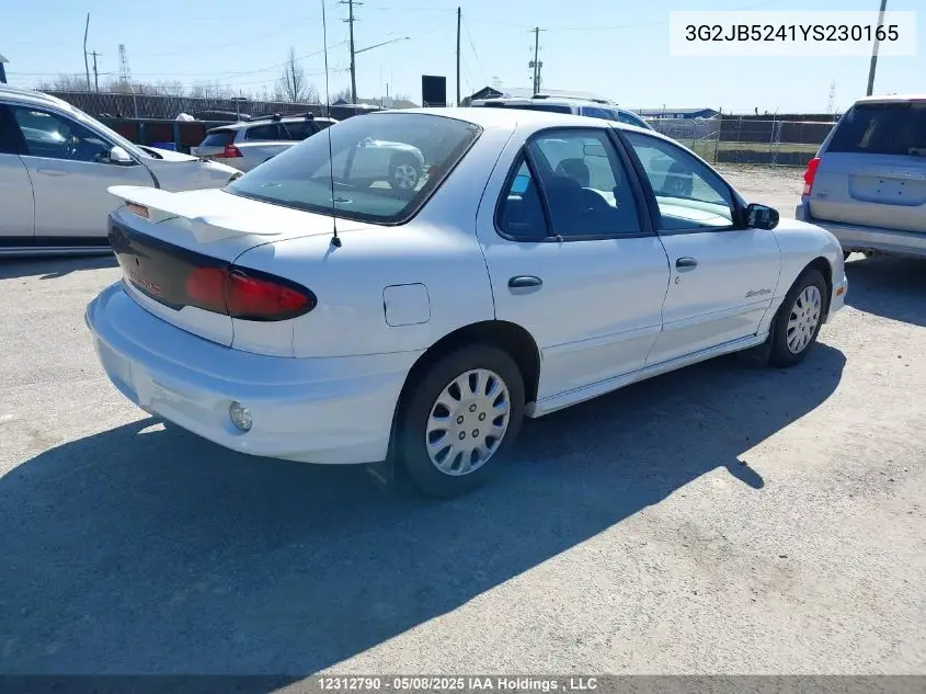 2000 Pontiac Sunfire Se VIN: 3G2JB5241YS230165 Lot: 12312790