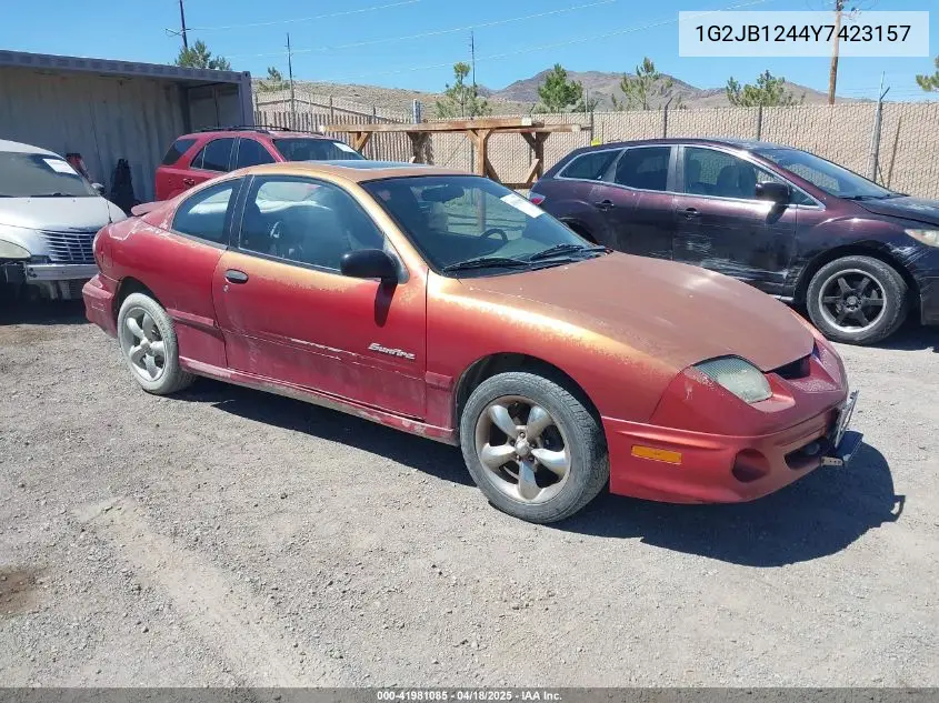 2000 Pontiac Sunfire Se VIN: 1G2JB1244Y7423157 Lot: 41981085