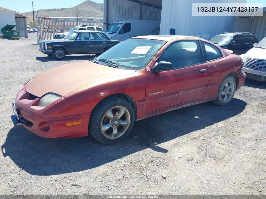 2000 Pontiac Sunfire Se VIN: 1G2JB1244Y7423157 Lot: 41981085