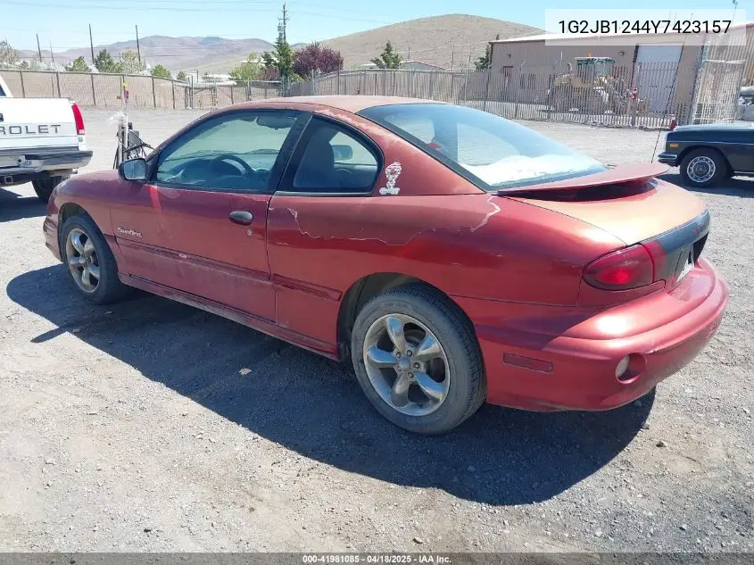 2000 Pontiac Sunfire Se VIN: 1G2JB1244Y7423157 Lot: 41981085