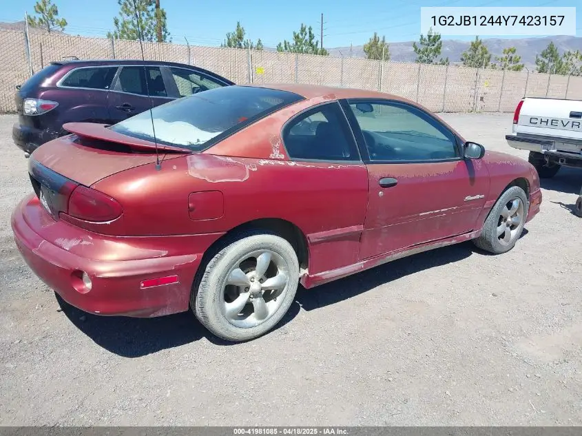2000 Pontiac Sunfire Se VIN: 1G2JB1244Y7423157 Lot: 41981085