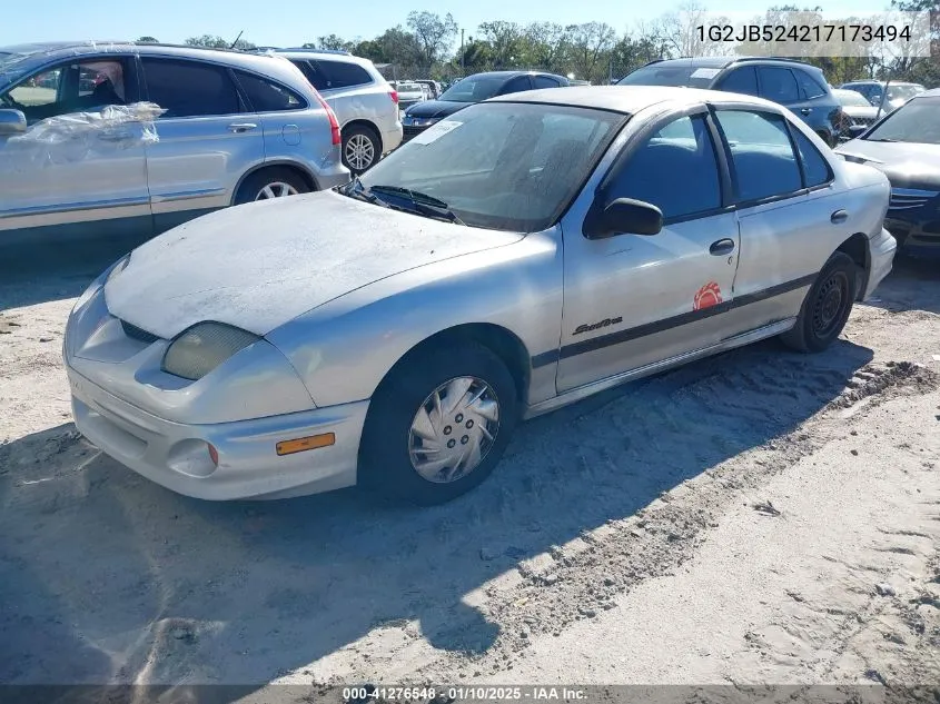 2001 Pontiac Sunfire Se VIN: 1G2JB524217173494 Lot: 41276548