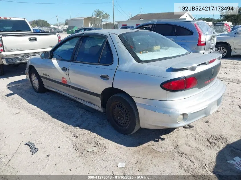 2001 Pontiac Sunfire Se VIN: 1G2JB524217173494 Lot: 41276548