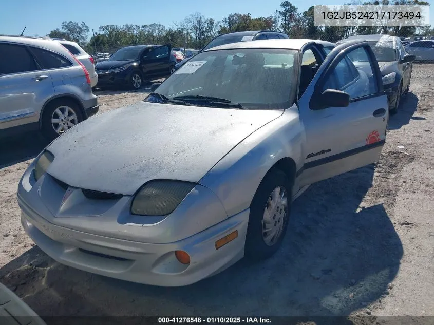 2001 Pontiac Sunfire Se VIN: 1G2JB524217173494 Lot: 41276548