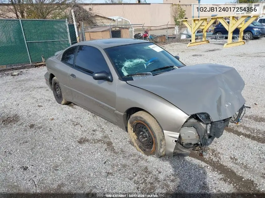 2001 Pontiac Sunfire Se VIN: 1G2JB124017254356 Lot: 42070007