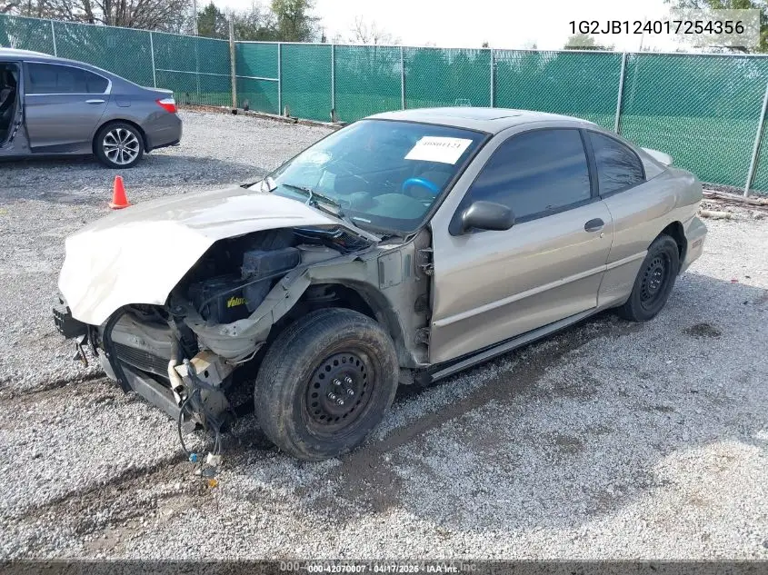 2001 Pontiac Sunfire Se VIN: 1G2JB124017254356 Lot: 42070007