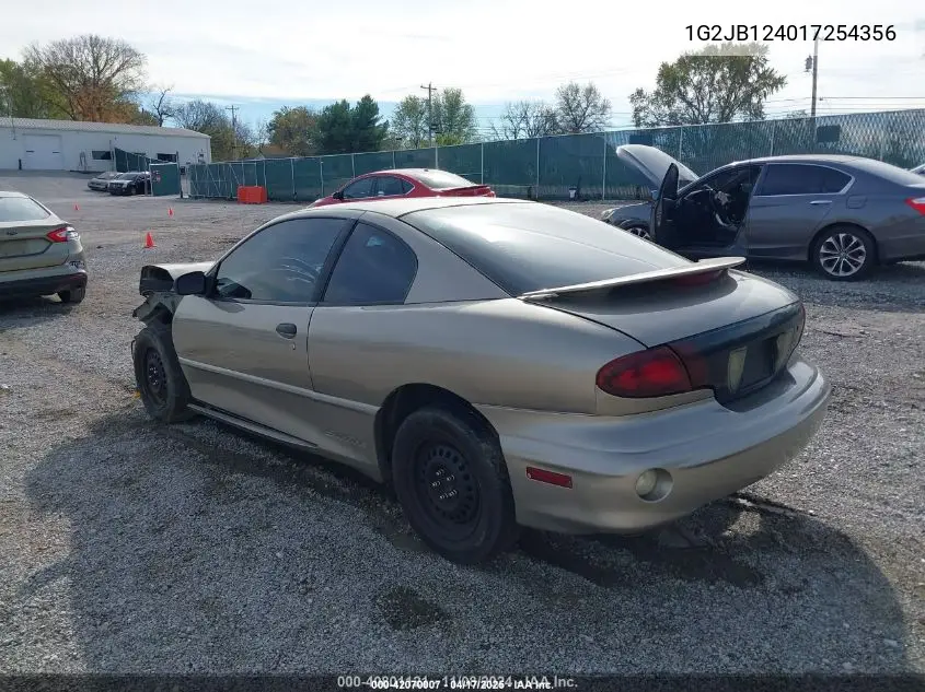 2001 Pontiac Sunfire Se VIN: 1G2JB124017254356 Lot: 42070007
