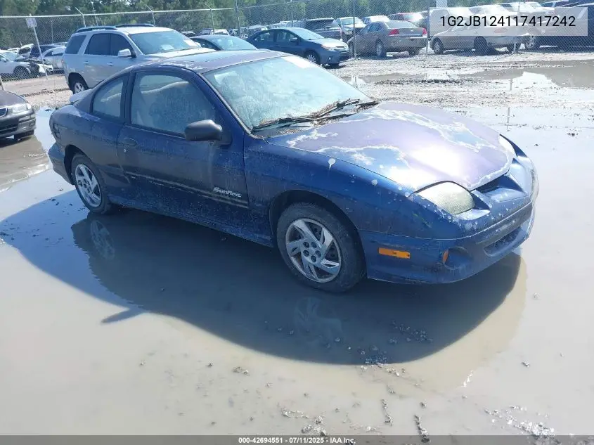 2001 Pontiac Sunfire Se VIN: 1G2JB124117417242 Lot: 42694551