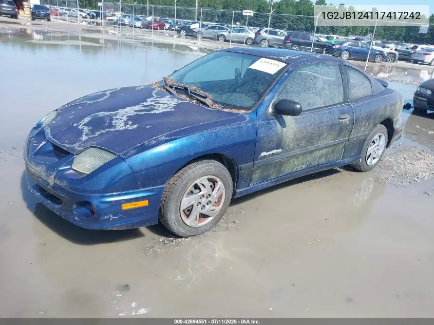 2001 Pontiac Sunfire Se VIN: 1G2JB124117417242 Lot: 42694551