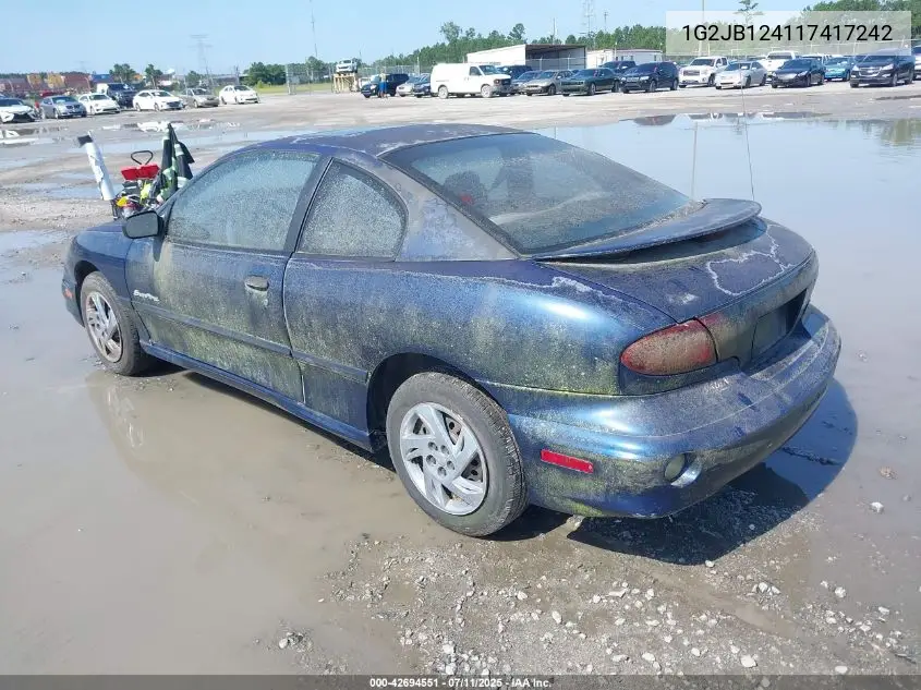 2001 Pontiac Sunfire Se VIN: 1G2JB124117417242 Lot: 42694551