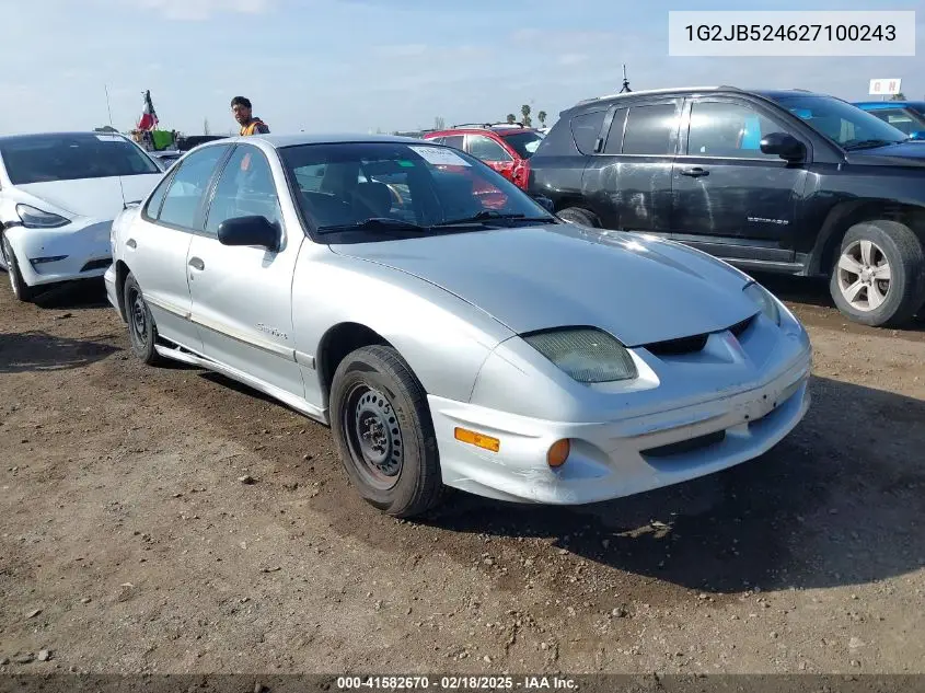2002 Pontiac Sunfire Se VIN: 1G2JB524627100243 Lot: 41582670