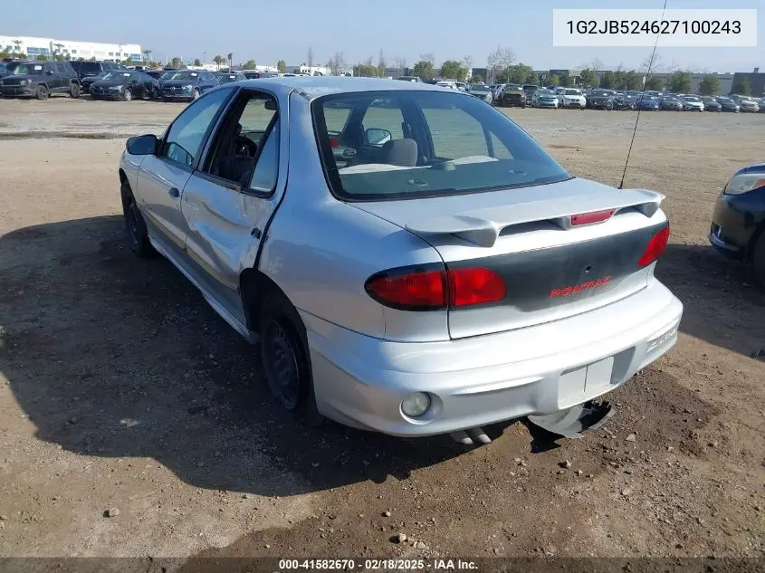 2002 Pontiac Sunfire Se VIN: 1G2JB524627100243 Lot: 41582670