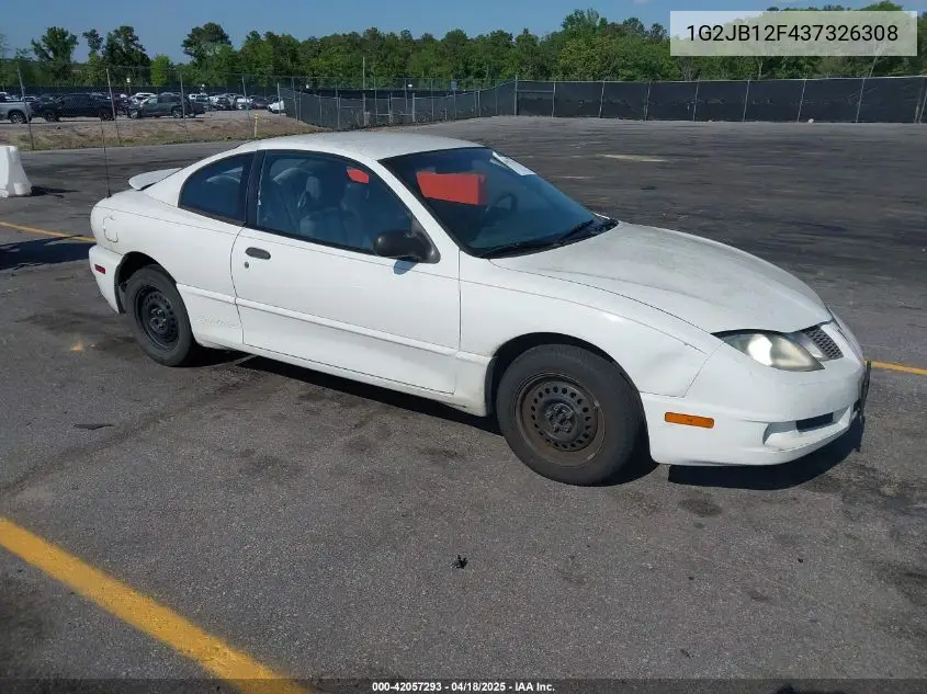 2003 Pontiac Sunfire VIN: 1G2JB12F437326308 Lot: 42057293