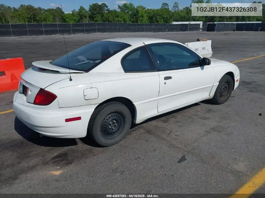 2003 Pontiac Sunfire VIN: 1G2JB12F437326308 Lot: 42057293