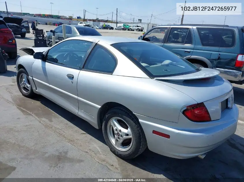 2004 Pontiac Sunfire VIN: 1G2JB12F247265977 Lot: 42164549