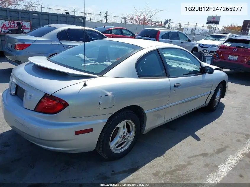 2004 Pontiac Sunfire VIN: 1G2JB12F247265977 Lot: 42164549