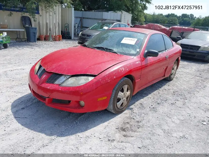 2004 Pontiac Sunfire VIN: 1G2JB12FX47257951 Lot: 42592842