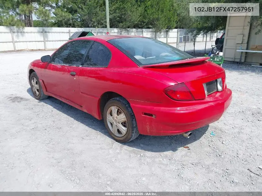 2004 Pontiac Sunfire VIN: 1G2JB12FX47257951 Lot: 42592842