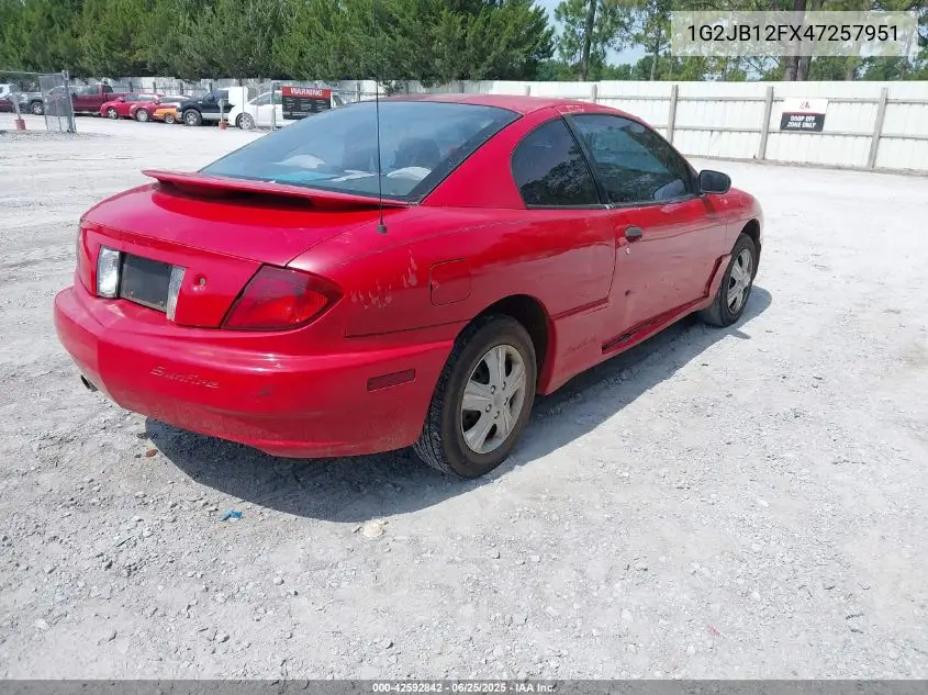 2004 Pontiac Sunfire VIN: 1G2JB12FX47257951 Lot: 42592842